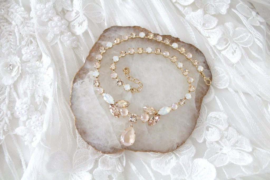 Gold crystal Bridal necklace - MARIA - Treasures by Agnes