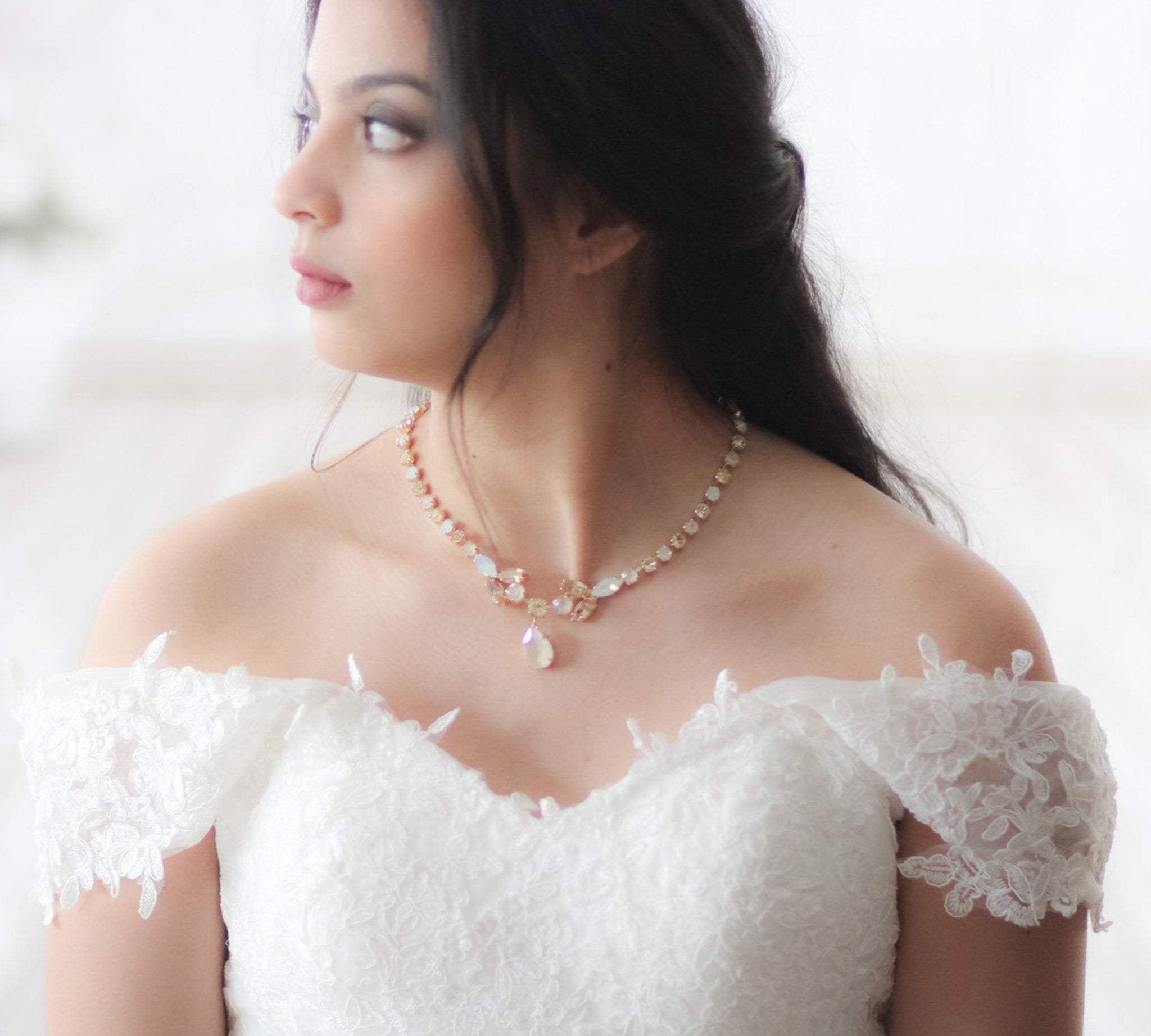 Gold crystal Bridal necklace - MARIA - Treasures by Agnes