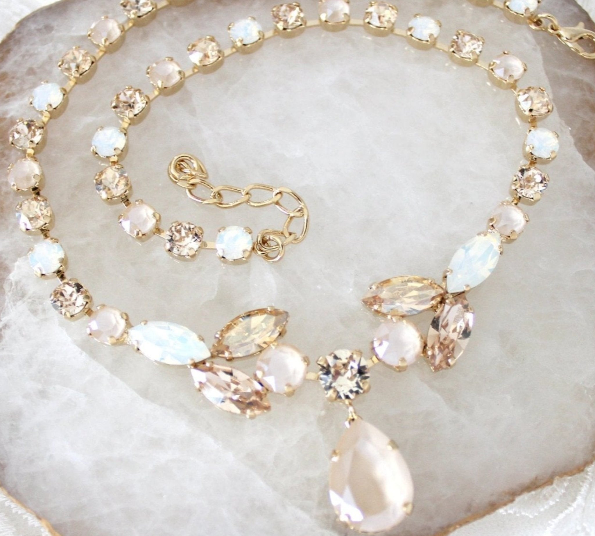 Gold crystal Bridal necklace - MARIA - Treasures by Agnes
