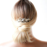 Gold Wedding hair comb with white crystals - DAKOTA - Treasures by Agnes