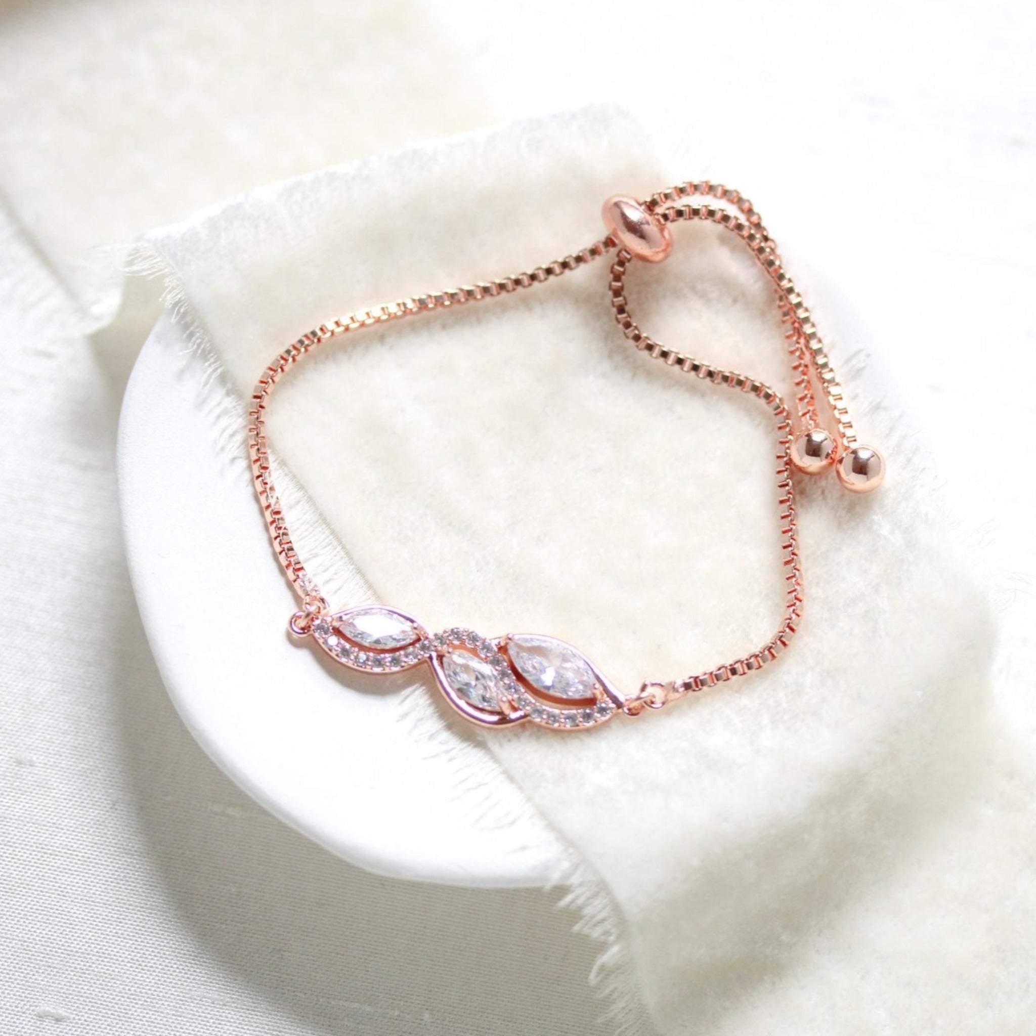 Dainty Rose gold adjustable slide bracelet - HADLEY
