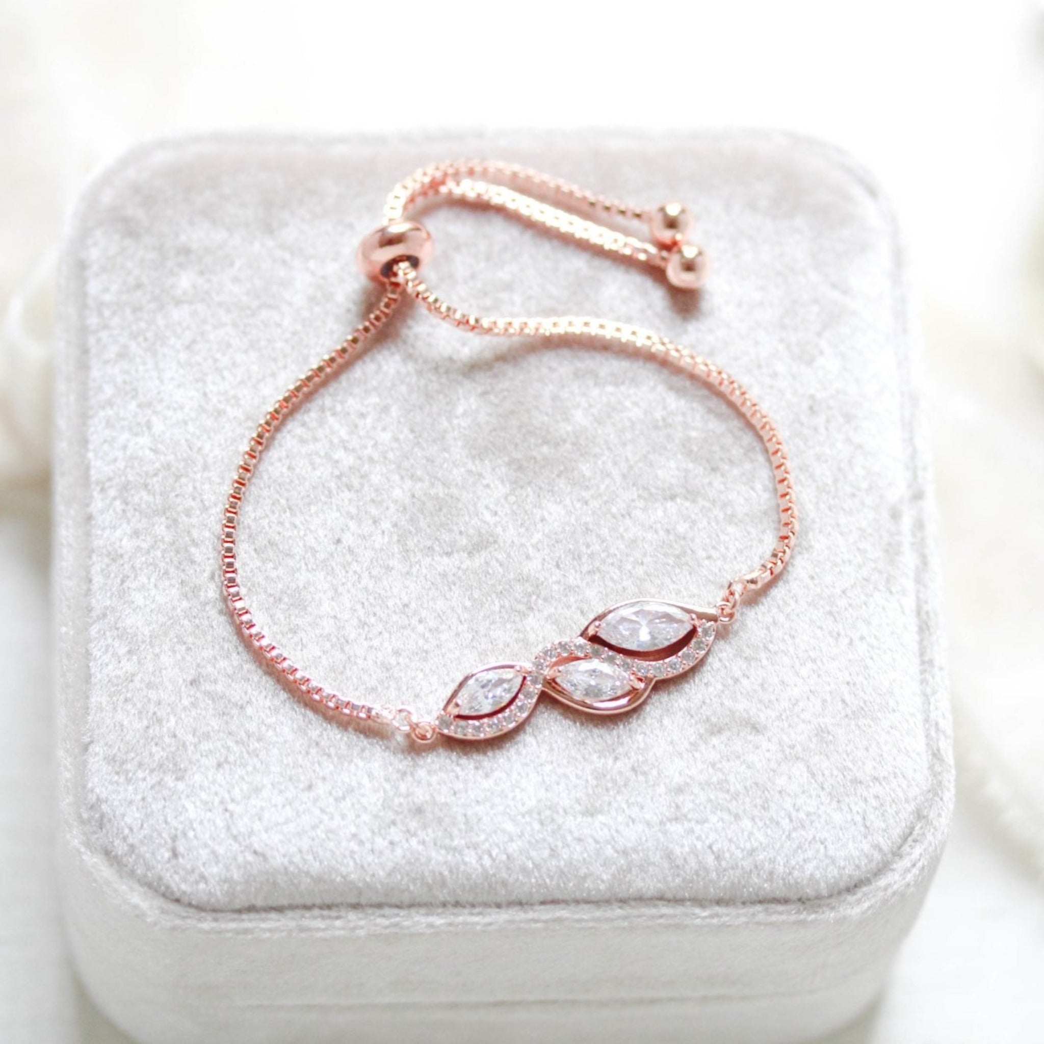 Dainty Rose gold adjustable slide bracelet - HADLEY