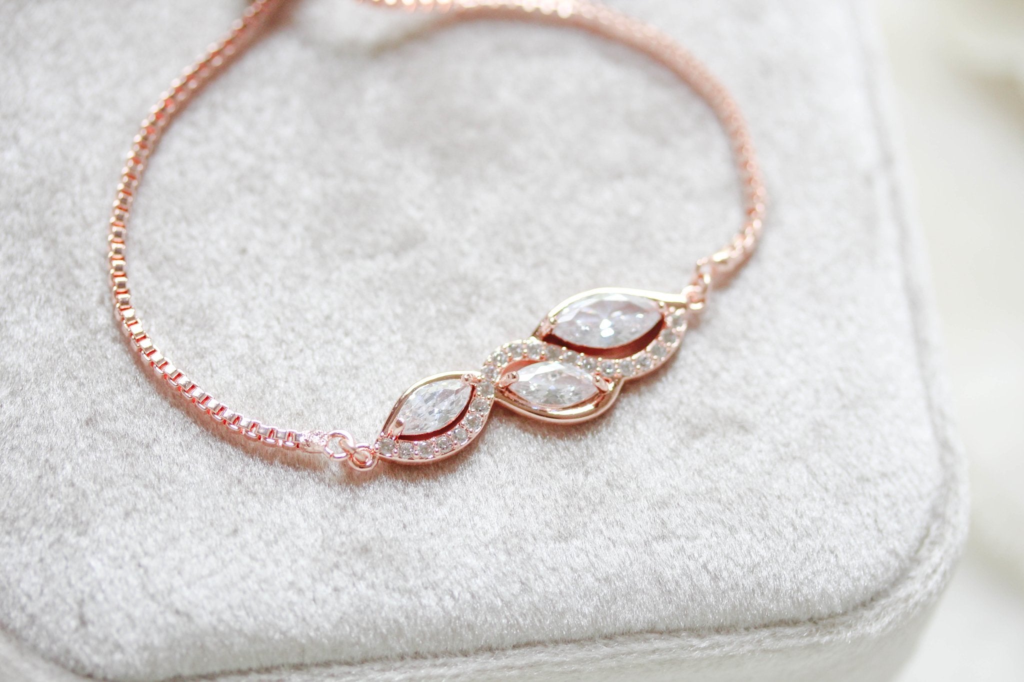 Dainty Rose gold adjustable slide bracelet - HADLEY