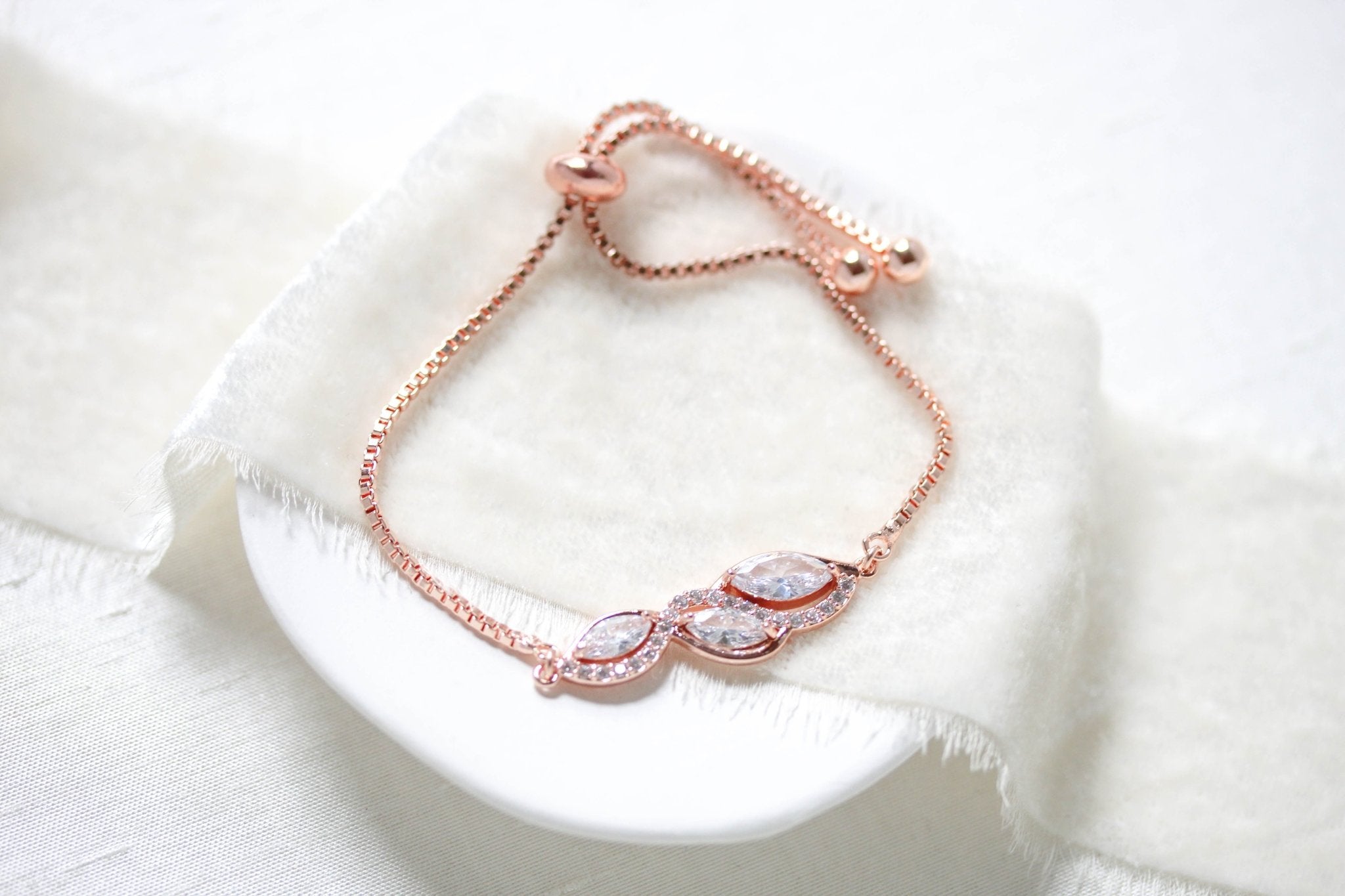 Dainty Rose gold adjustable slide bracelet - HADLEY