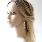 Long Rose gold teardrop earrings for bride - HADLEY