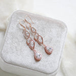 Long Rose gold teardrop earrings for bride - HADLEY