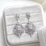 Rose gold chandelier bridal earrings - KENDRA