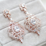 Rose gold chandelier bridal earrings - KENDRA