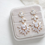 Large cubic zirconia rose gold bridal statement earrings - AVERY - Treasures by Agnes