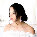 Large cubic zirconia rose gold bridal statement earrings - AVERY - Treasures by Agnes