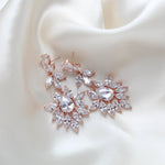 Large cubic zirconia rose gold bridal statement earrings - AVERY - Treasures by Agnes