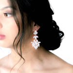 Large cubic zirconia rose gold bridal statement earrings - AVERY - Treasures by Agnes