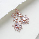 Large cubic zirconia rose gold bridal statement earrings - AVERY - Treasures by Agnes