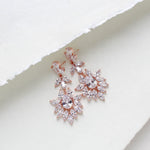 Large simulated diamond rose gold bridal statement earrings - AVERY - Treasures by Agnes