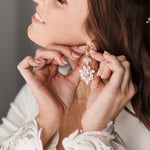 Large cubic zirconia rose gold bridal statement earrings - AVERY - Treasures by Agnes