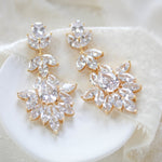 Large cubic zirconia rose gold bridal statement earrings - AVERY - Treasures by Agnes