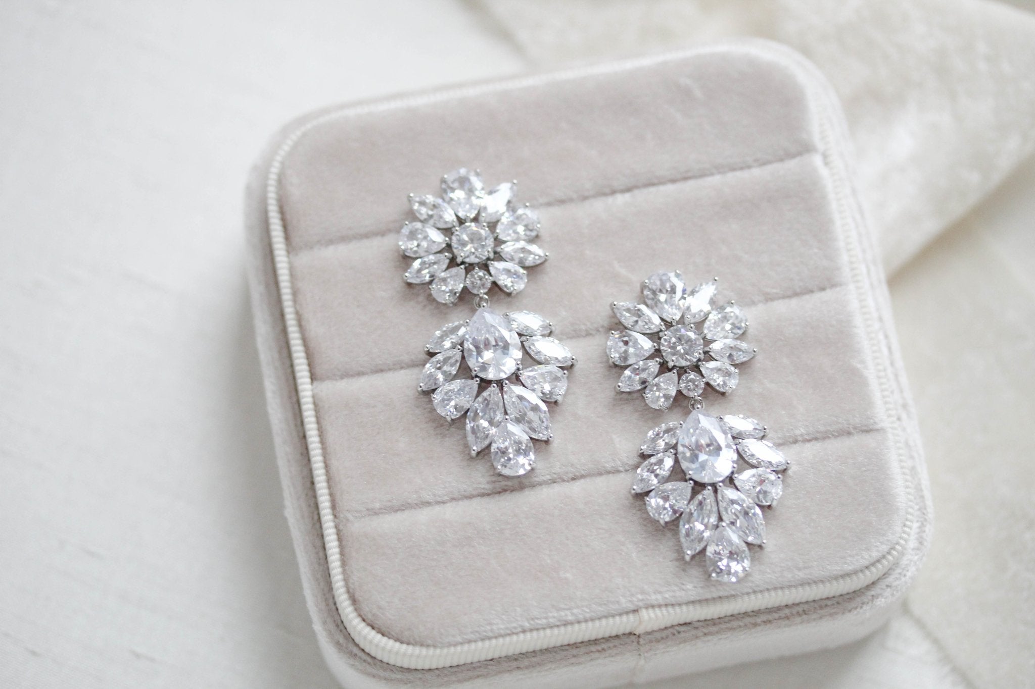 Large rose gold Bridal chandelier statement earrings - NATALIE - Treasures by Agnes