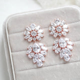 Large rose gold Bridal chandelier statement earrings - NATALIE - Treasures by Agnes