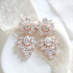 Large rose gold Bridal chandelier statement earrings - NATALIE - Treasures by Agnes