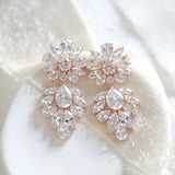 Large rose gold Bridal chandelier statement earrings - NATALIE - Treasures by Agnes