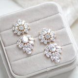 Large rose gold Bridal chandelier statement earrings - NATALIE - Treasures by Agnes