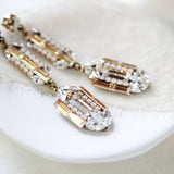 Long Art Deco Swarovski Crystal Bridal earrings - LYDIA