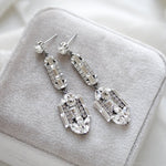 Long Art Deco Crystal Bridal earrings - LYDIA - Treasures by Agnes