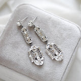 Long Art Deco Crystal Bridal earrings - LYDIA - Treasures by Agnes
