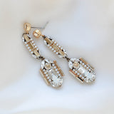 Long Art Deco Crystal Bridal earrings - LYDIA - Treasures by Agnes