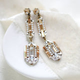 Long Art Deco Swarovski Crystal Bridal earrings - LYDIA