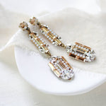 Long Art Deco Swarovski Crystal Bridal earrings - LYDIA