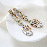 Long Art Deco Swarovski Crystal Bridal earrings - LYDIA