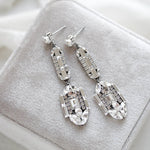 Long Art Deco Crystal Bridal earrings - LYDIA - Treasures by Agnes
