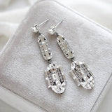 Long Art Deco Crystal Bridal earrings - LYDIA - Treasures by Agnes