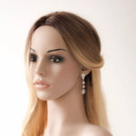 Long Rose gold Bridal earrings with Empress cut gemstones - MONROE