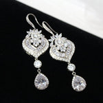 Long Rose gold chandelier Wedding earrings - EMMA - Treasures by Agnes