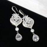 Long Rose gold chandelier Wedding earrings - EMMA - Treasures by Agnes