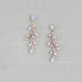 Long Rose gold Cubic Zirconia Bridal earrings - APRILLE - Treasures by Agnes