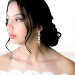 Long rose gold cubic zirconia Bridal earrings - JAMIE - Treasures by Agnes