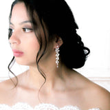 Long rose gold cubic zirconia Bridal earrings - JAMIE - Treasures by Agnes