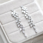 Long rose gold cubic zirconia Bridal earrings - JAMIE