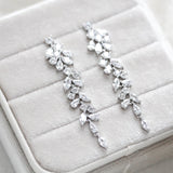 Long rose gold cubic zirconia Bridal earrings - JAMIE