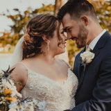 Long rose gold cubic zirconia Bridal earrings - JAMIE