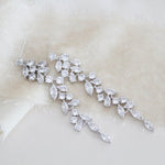 Long rose gold cubic zirconia Bridal earrings - JAMIE - Treasures by Agnes