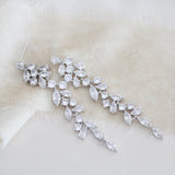 Long rose gold cubic zirconia Bridal earrings - JAMIE - Treasures by Agnes
