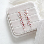 Long rose gold cubic zirconia Bridal earrings - JAMIE