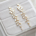 Long rose gold cubic zirconia Bridal earrings - JAMIE