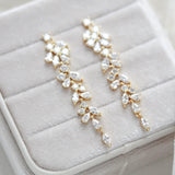 Long rose gold cubic zirconia Bridal earrings - JAMIE