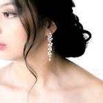 Long rose gold cubic zirconia Bridal earrings - JAMIE - Treasures by Agnes
