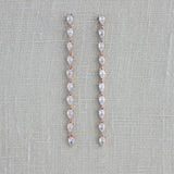 Long Thin Rose gold CZ wedding earrings - Treasures by Agnes